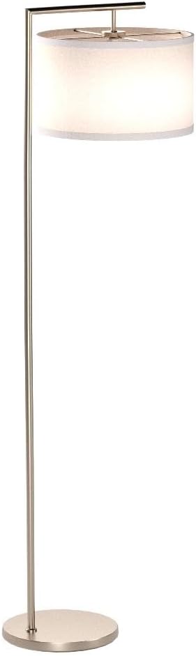 Brightech Montage Modern Floor lamp, LED Floor Lamp for Living Rooms & Offices - Tall Standing Lamp for Bedroom Reading - Corner Pole Lamp for Contemporary Home Decor - Satin Nickel