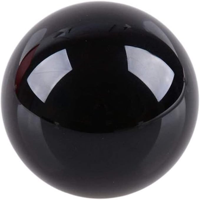 90mm Natural Black Obsidian Stone Sphere with Wooden Stand, Polished Crystal Ball Decoration for Home & Office