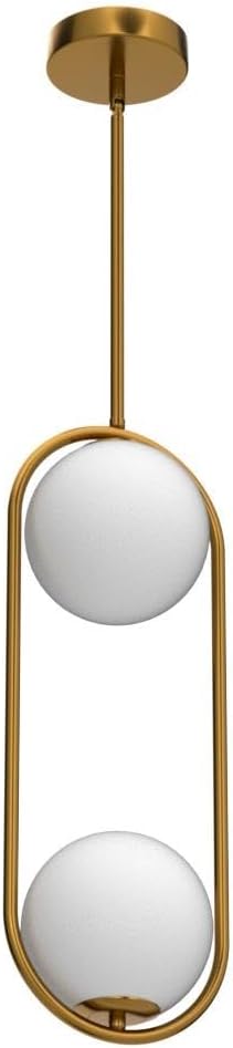 SeeU Modern Pendant Lighting Mid Century Globe Pendant Light Fixture Gold Pendant Chandelier Hanging Lighting Fixture with White Globe Glass Lampshade for Kitchen Island Dining Room Bedroom