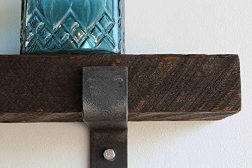 Urban Legacy Accent Shelves | Reclaimed Barn Plank | Set of 2 with Full Brackets (Coffee Bean 24"x 4.5"x 2")