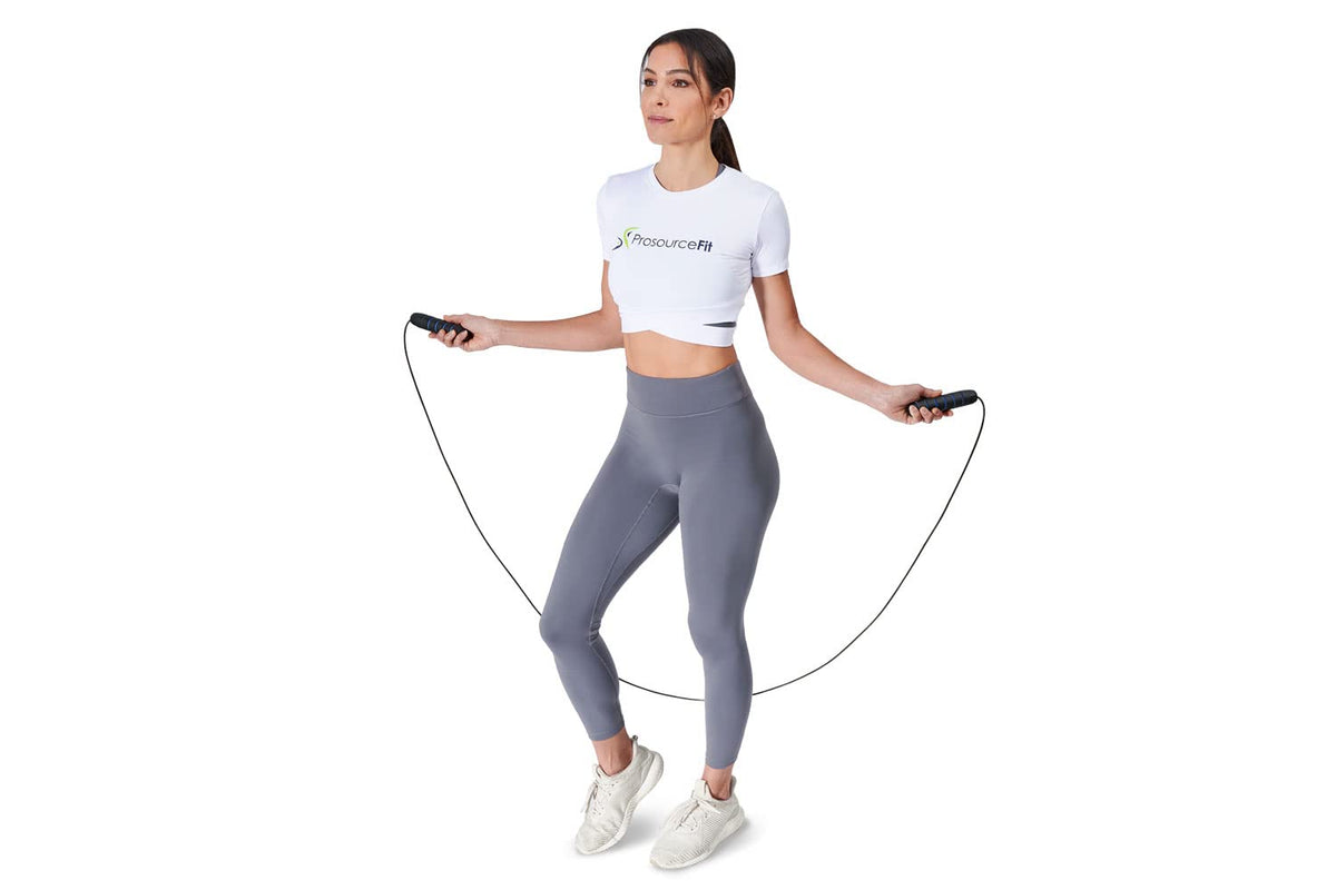 ProsourceFit Speed Jump Rope up to 8 Foot Adjustable Length for Men and Women, Foam Handles, Ultra Light Rope for Boxing, Jumping Exercises and Cardio Workout, Blue