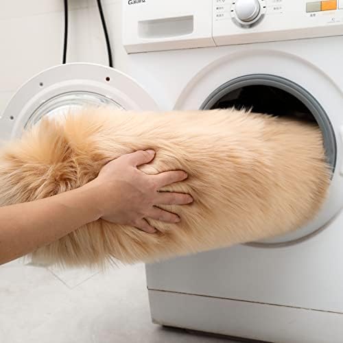 Faux Fur Rug Runner 2x6 ft Brown - Machine Washable Super Soft Plush Shaggy Fluffy Area Carpet,Sheepskin Rug Fuzzy Floor Mat for Bedroom, Sofa,Living Room, Bedside, Nursery & Kids Room