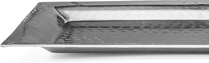 Silver Hammered Trays - Silver Serving Tray and Platters - Appetizer Tray - Chrome Platter (2 Pack Rectangle Platters)