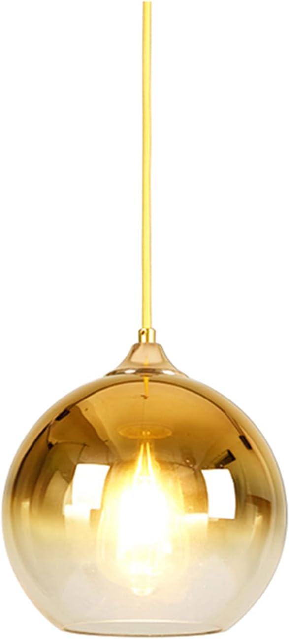 Gradient Gold Glass Globe Pendant Light,Spherical Glass Hanging Light Fixtures Island Ceiling Lamp (11.8'')