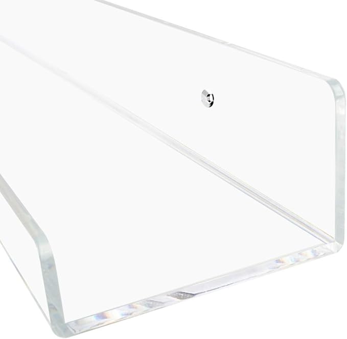 Weiai Clear Acrylic Floating Shelves 24 inches, Wall Bookshelf for Kids, Transparent Book Shelf Ledge for Wall, Set of 4