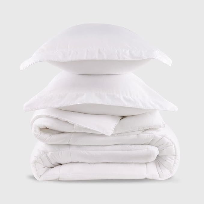 PeachSkinSheets Night Sweats: The Original 1500TC Soft Super Queen Oversized Comforter Set Classic White