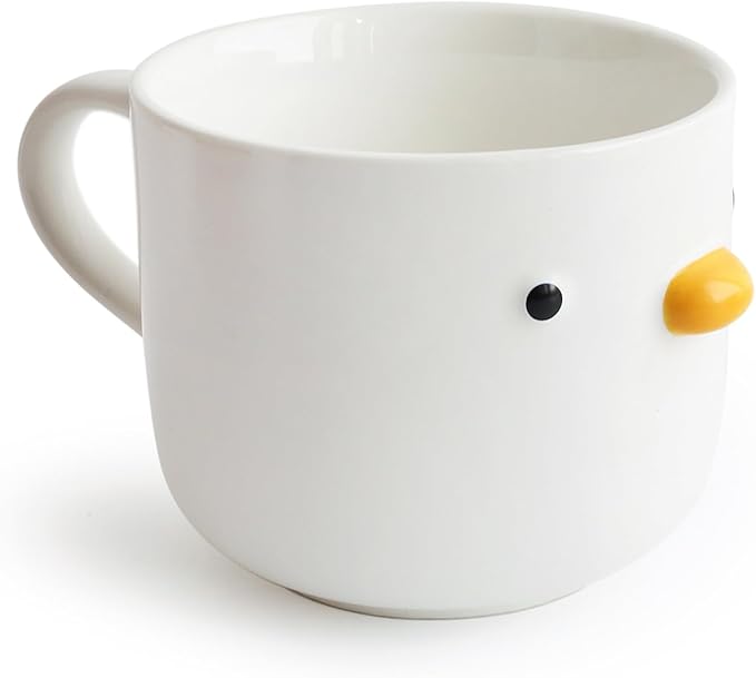 PURROOM Large Breakfast Mug, Handmade Glaze Duck Cup, 22 oz Oversized Cute Cereal Cup. For Family & Friends