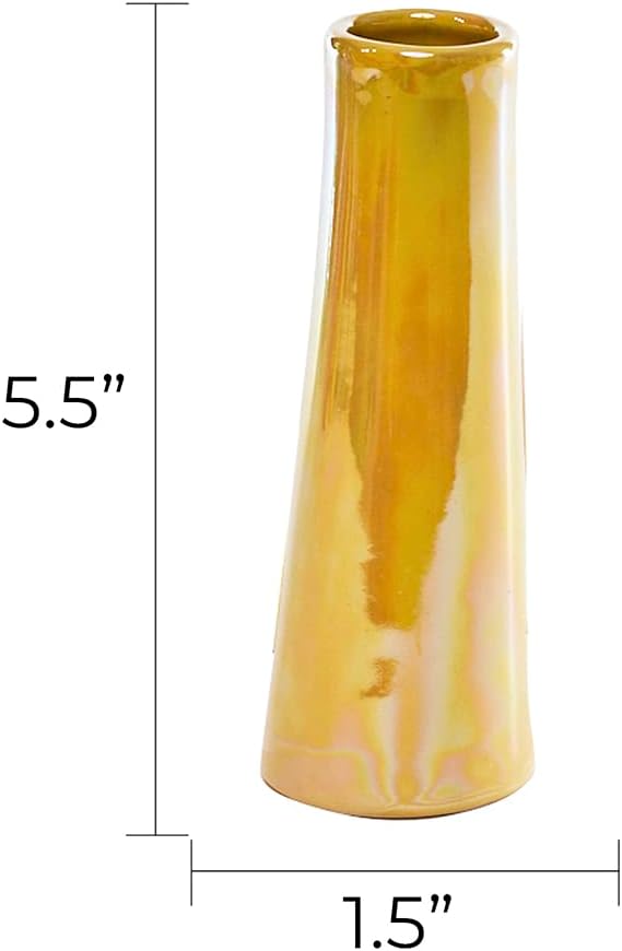 Chive - Set of 6 Galaxy, Small Cylinder Ceramic Bud Flower Vase, Unique Single Flower Decorative Floral Vase for Home Decor, Bulk (Yellow)