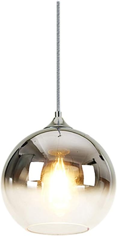 Gradient Silver Glass Globe Pendant Light,Spherical Glass Hanging Light Fixtures Island Ceiling Lamp (9.8'')