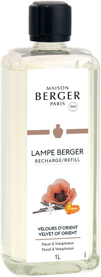MAISON BERGER Velvet of Orient Refill – 1L Lampe Berger Fragrance Oil for Diffuser – Home Air Freshener – Exotic Oriental Scent with Coffee Flower, Vanilla & Amber