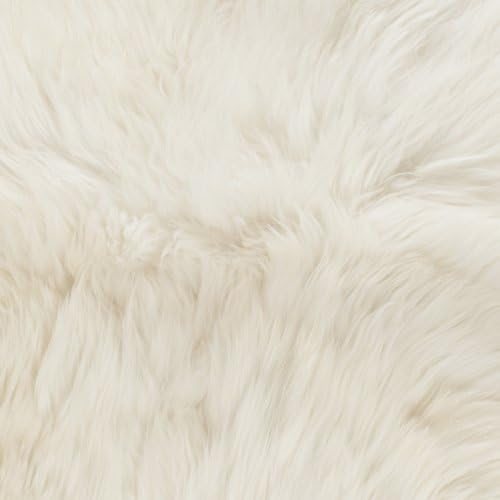 SAFAVIEH Sheep Skin Collection Area Rug - 5' Square, Natural & White, Handmade Rustic Glam Genuine Pelt, 3.4-inch Thick Ideal for High Traffic Areas in Living Room, Bedroom (SHS211A)