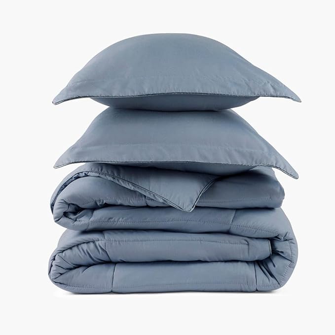 PeachSkinSheets Night Sweats: The Original 1500TC Soft Super Queen Oversized Comforter Set French Blue