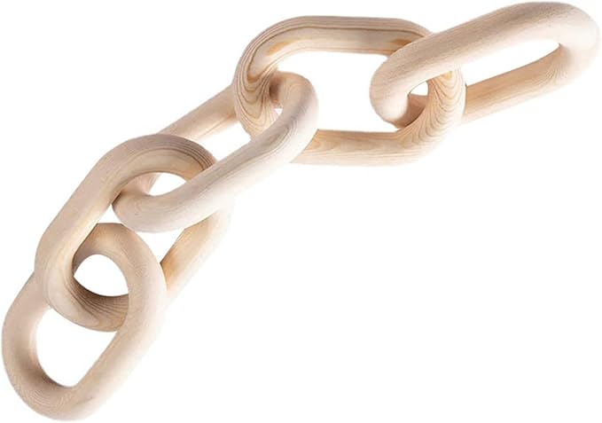 CALLARON Wooden Chain Link Decoration Small Handmade Five-Ring Pendant Rustic Hanging Ornament for Living Room Wall Decor Coffee Shop Home Accent