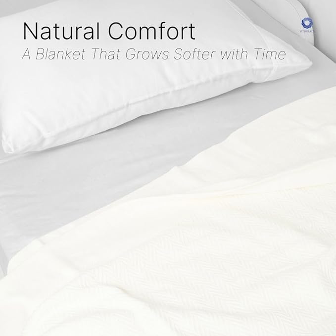 100% Cotton Herringbone Weave Blankets, 66" X 90" Twin, Throw Blanket for Bed, All Season Cotton Blanket, Cozy Blanket,Throws & Bed Blanket, Throw Blanket for Couch, Modern Home Decor -Tusk