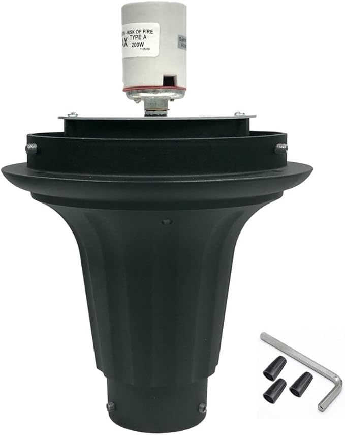 KASTLITE Premium Lamp Post Globe Combo Lighting Fixture | 16" Prismatic Lens with Black Aluminum Heavy Duty Fitter for 3" Diameter Posts (Post Not Included) | Comes with Adjustable LED Bulb