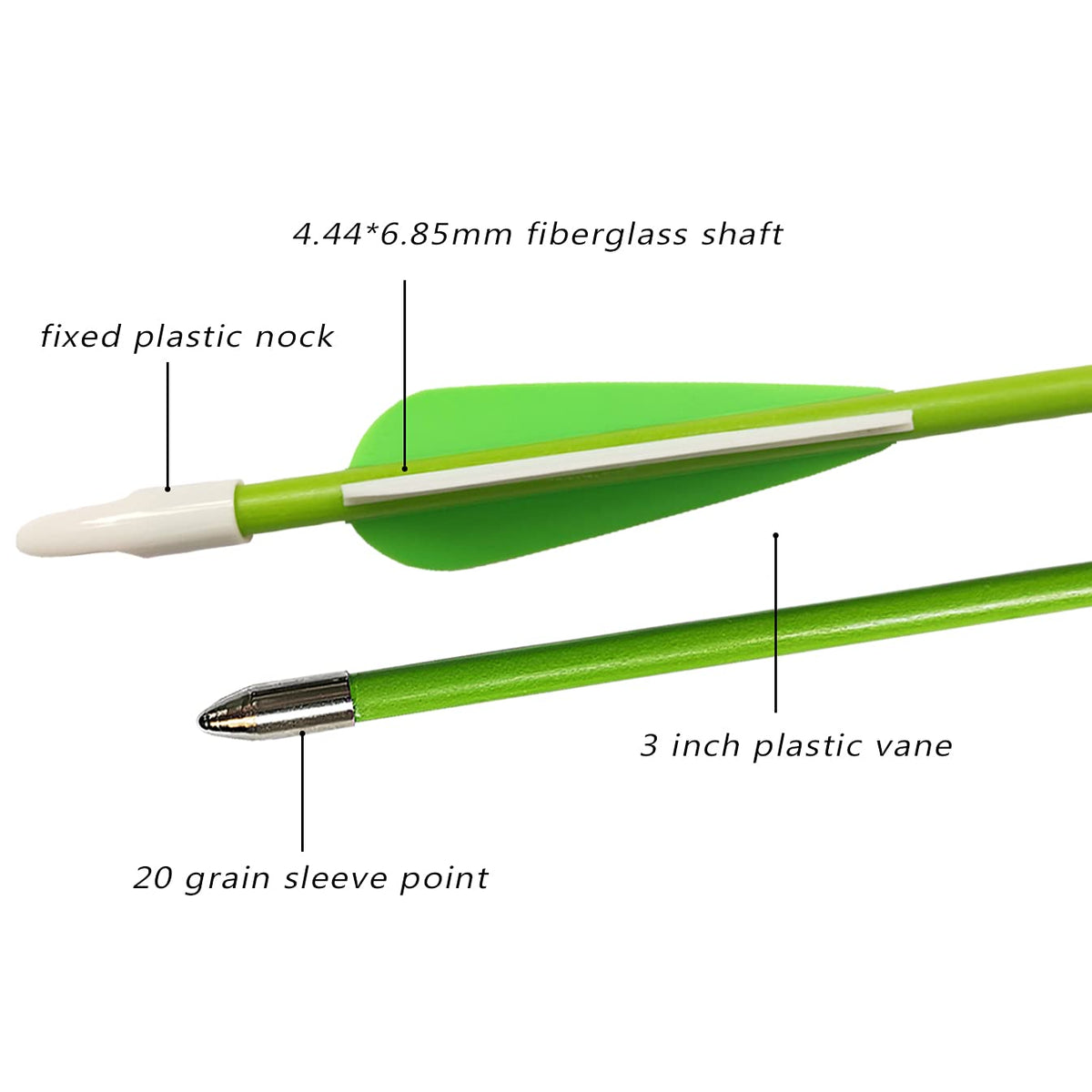 PANDARUS Youth Safetyglass Arrows 28" Fiberglass Archery 26" Target Practice Arrows(Pack of 12) (28 inch Green)
