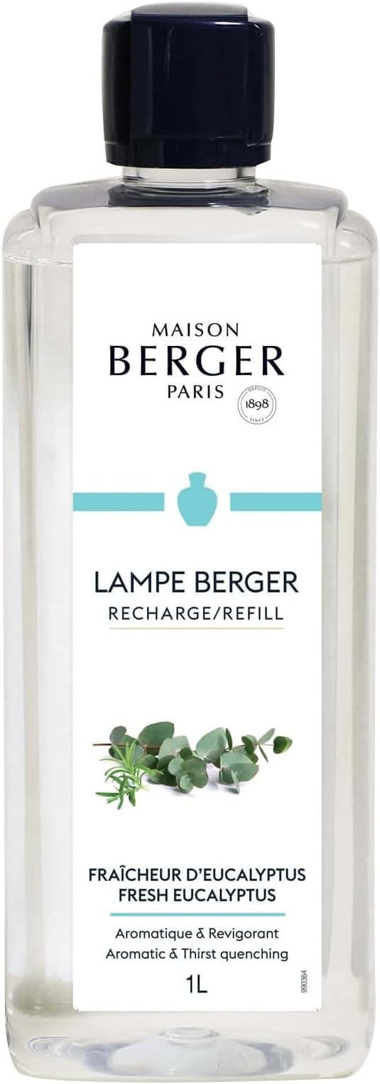 MAISON BERGER - New Fresh Eucalyptus - Lampe Berger Fragrance Refill for Home Fragrance Oil Diffuser - Air Freshener - 33.8 Fluid Ounces - 1 Liter