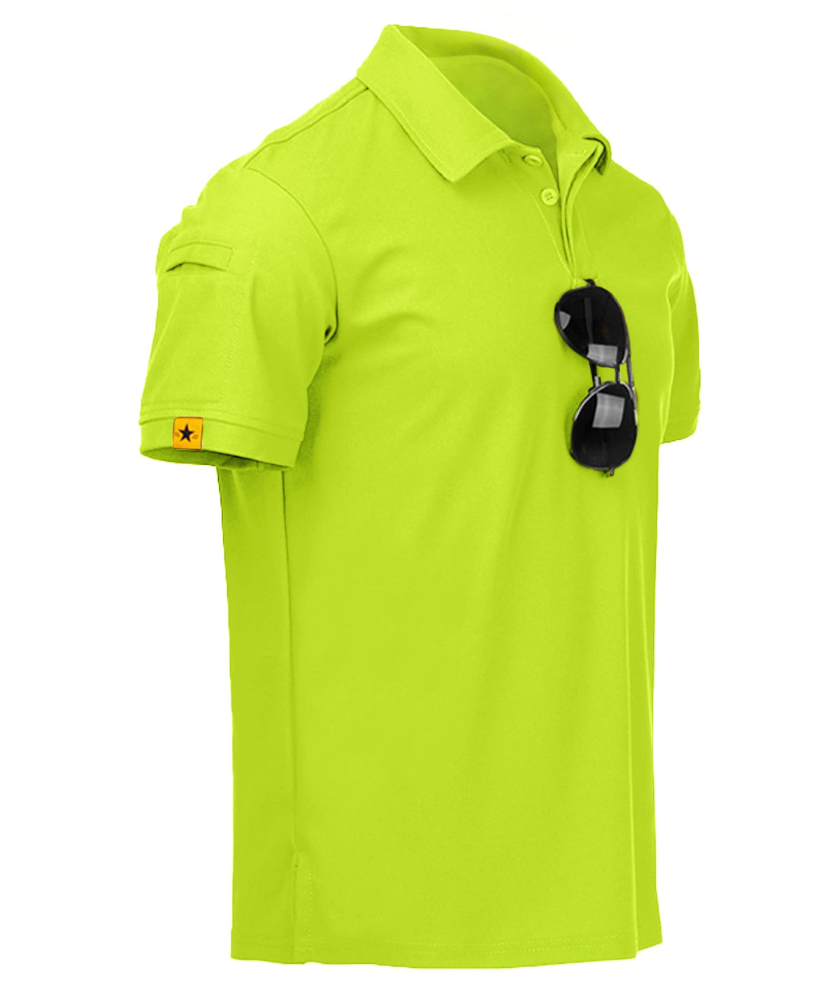 ZITY Mens Polo Shirt Short Sleeve Sports Tactical T-Shirt Athletic Golf Polos Daily Casual Stylish Collared Shirts for Men Lemon Green 5X-Large