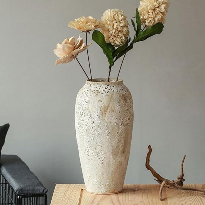 Rustic Ceramic Flower Large Vase, Vintage Floor Tall Vase Farmhouse Decor for Living Room Entryway Table Centerpieces, Kitchen, Wedding, Gifts