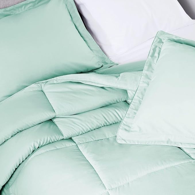 PeachSkinSheets Night Sweats: The Original 1500TC Soft Super Queen Oversized Comforter Set Mint Julep