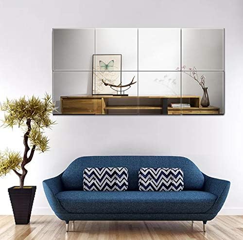 Ruomeng Full Length Wall Mirror Tiles - 10" x 10" x 4Pcs Frameless Full Body Mirror Tiles Wall Mounted Mirror for Home Gym Vanity Bedroom, Living Room