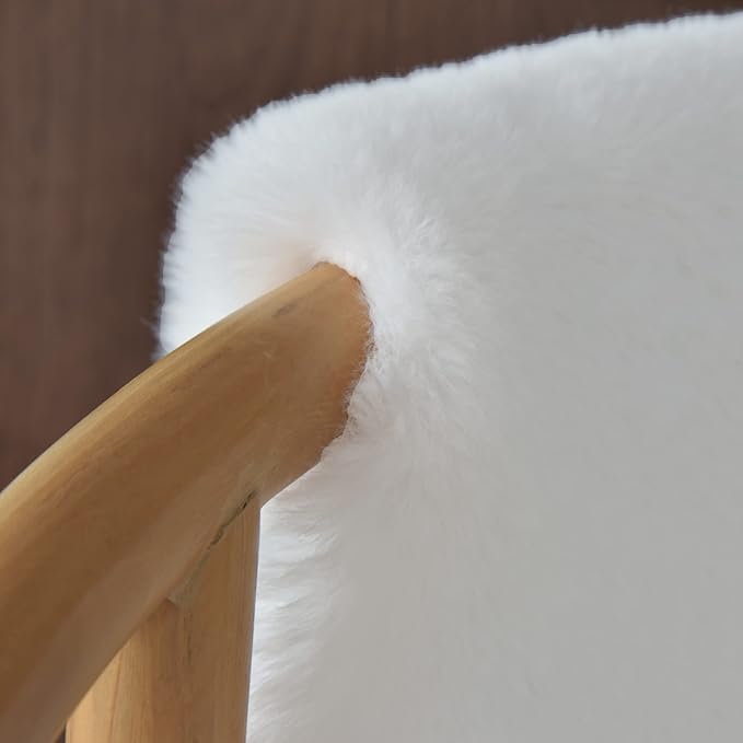 White Faux Fur Round Rug 4ft Fluffy Rabbit Fur Rug Machine Washable Circle Area Rugs for Living Room Bedroom Home Teen Room Nursery Décor