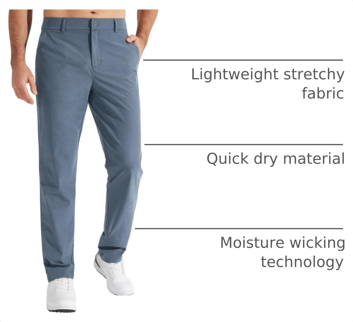 Libin Men's Pants 30" Comfy Business Casual Golf Pants Quick Dry Lightweight Fashion Outfits for Men Travel Vocation Dress Work Water Resistant, Ice Blue, 30W x 30L