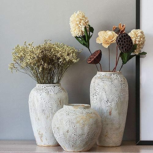 Rustic Ceramic Flower Large Vase, Vintage Floor Tall Vase Farmhouse Decor for Living Room Entryway Table Centerpieces, Kitchen, Wedding, Gifts
