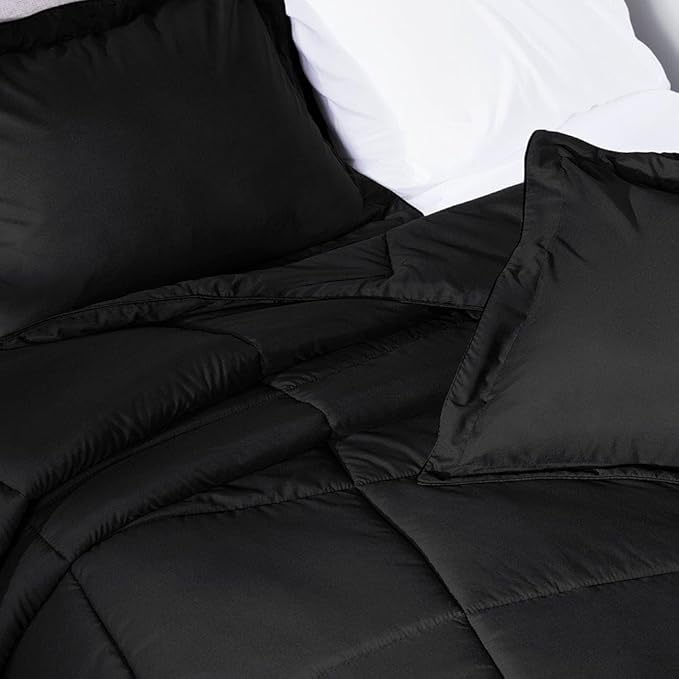 PeachSkinSheets Night Sweats: The Original 1500TC Soft Super Queen Oversized Comforter Set Midnight Black