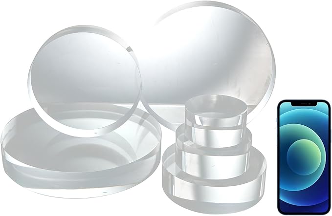CiaoHER 2in Thickness 12in Diameter Acrylic Disc Display Block Clear Polished Round Pedestal Stand Riser 12" x 2", 1 Pack