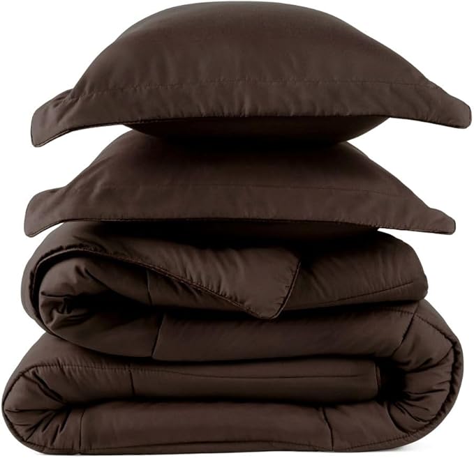 PeachSkinSheets Night Sweats: The Original 1500TC Soft Super Twin/XL Twin Oversized Comforter Set Chocolate