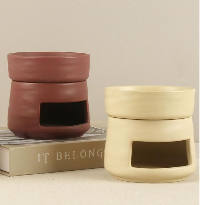 Ceramic Essential Oil Burner Tealight Candle Holder Decorative Aroma Diffuser Separable Dark Green