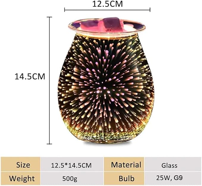 Dicimi 3D Candle Candle Warmer, Electric Oil Burner, Fragrance Warmer for Home Office Bedroom Living Room Present and Decorations (3D Fireworks)