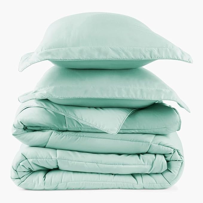 PeachSkinSheets Night Sweats: The Original 1500TC Soft Super Twin/XL Twin Oversized Comforter Set Mint Julep