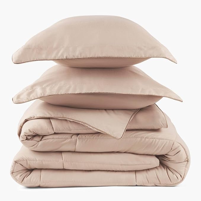 PeachSkinSheets Night Sweats: The Original 1500TC Soft Super King/Cal King Oversized Comforter Set Toasted Marshmallow