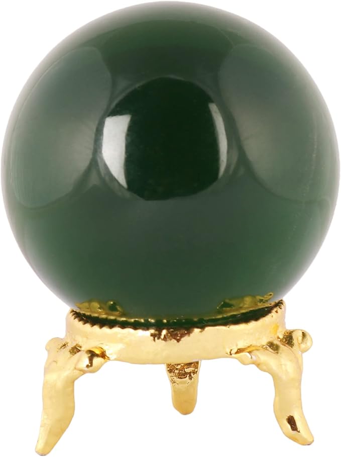 GEMHUB Natural Polished Green Obsidian Crystal Sphere Reiki Chakra Gemstone Ball for Home Decoration and Feng Shui