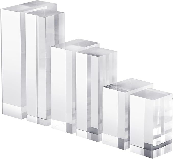 CiaoHER 2in Thickness Solid Acrylic Cube Display Block Clear Polished Pedestal Stand Riser Solid Base 2'' x 7" x 7", 1 Pack