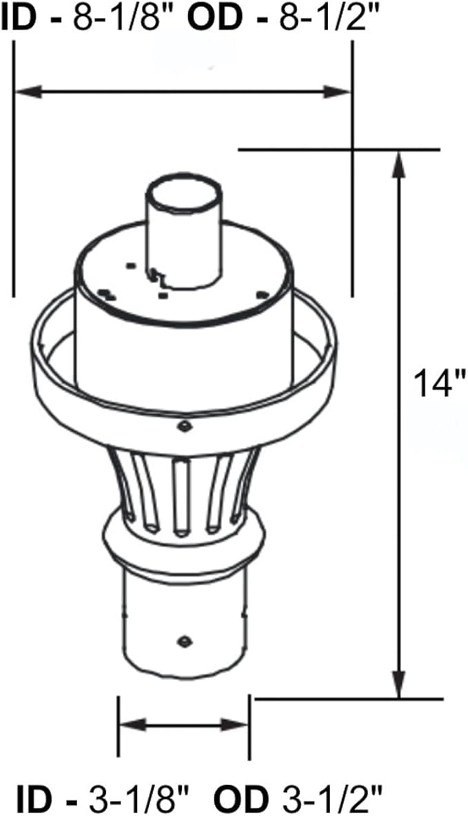 KASTLITE Premium Lamp Post Globe Combo Lighting Fixture | 16" Prismatic Lens with Black Aluminum Heavy Duty Fitter for 3" Diameter Posts (Post Not Included) | Comes with Adjustable LED Bulb