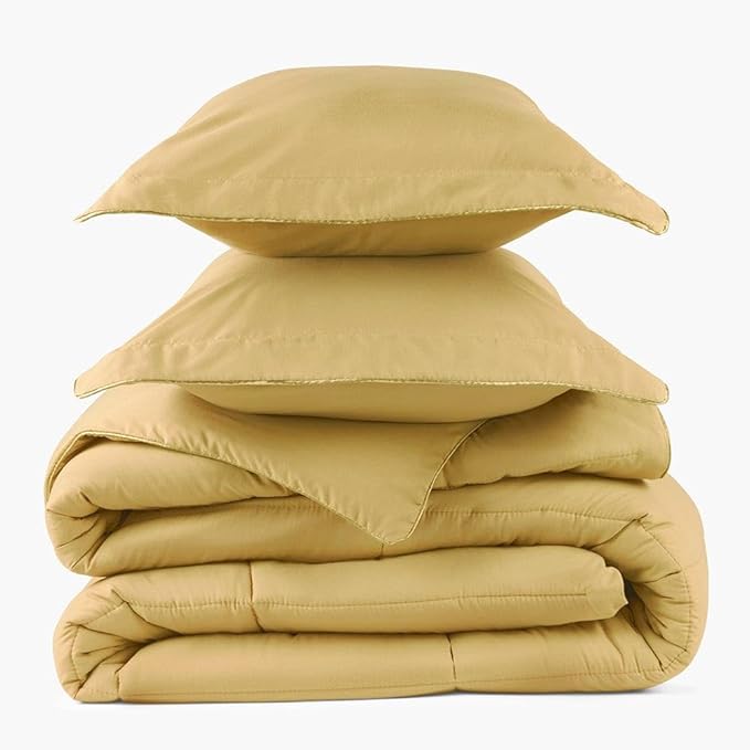 PeachSkinSheets Night Sweats: The Original 1500TC Soft Super Queen Oversized Comforter Set Harvest Gold