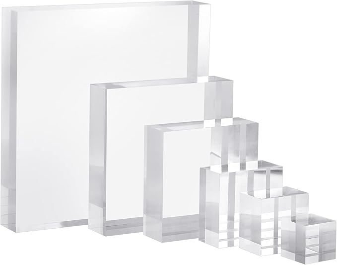 CiaoHER 2in Thickness Solid Acrylic Cube Display Block Clear Polished Pedestal Stand Riser Solid Base 2'' x 6" x 6", 1 Pack