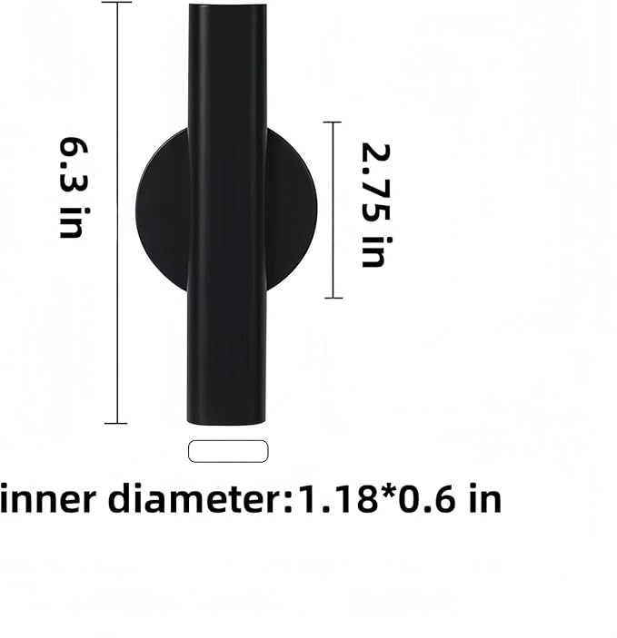 Self Adhesive Wall Vase Metal Tube Decoration Holder Used to Display Dried Flower, Faux Flowers, Fake Flowers, Also Suitable for Cemetery Memorial Decoration (1 Pcs Black)