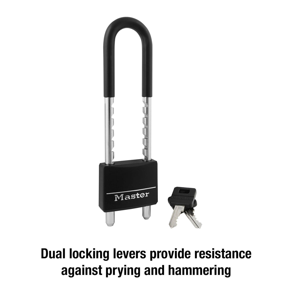 Master Lock 527D Adjustable Shackle Padlock with Key, Black