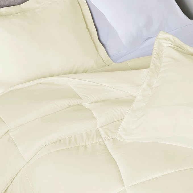 PeachSkinSheets Night Sweats: The Original 1500TC Soft Super Queen Oversized Comforter Set Vanilla Bean