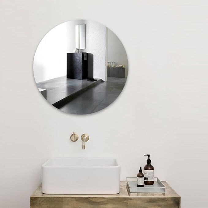 DARENYI 8 inch Glass Round Mirror Circle Wall Mounted for Bathroom, Living Room, Home Decor, Small Round Mirror Plate Trays for Wedding Table Centerpieces