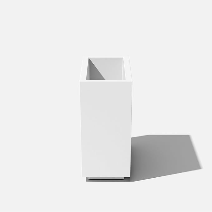 Veradek Block Series Span Plastic Planter - Tall Rectangular Planter for Indoor or Outdoor Patio/Porch, White, 24.25 in Height, 12 in Width, 30 in Length