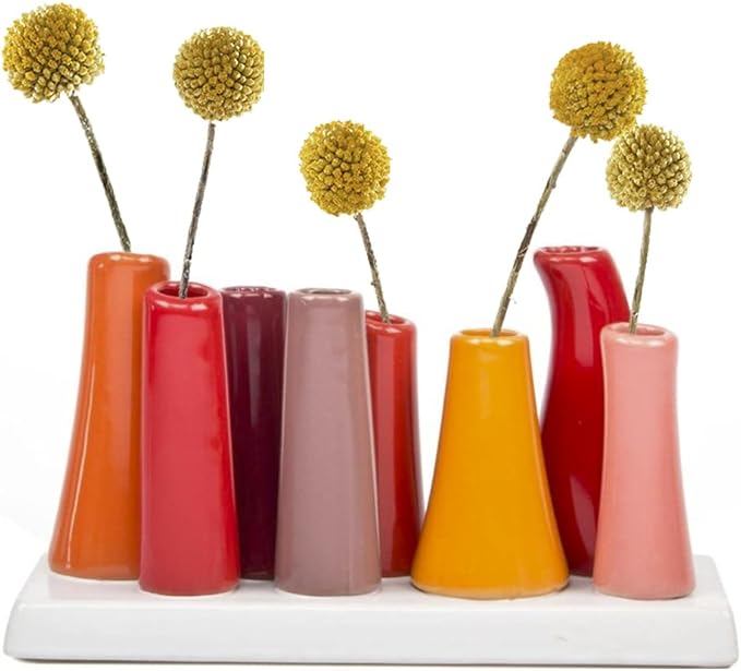 Chive - Pooley 2, Ceramic Flower Vase, 8-Tube Shape (Pumpkin)