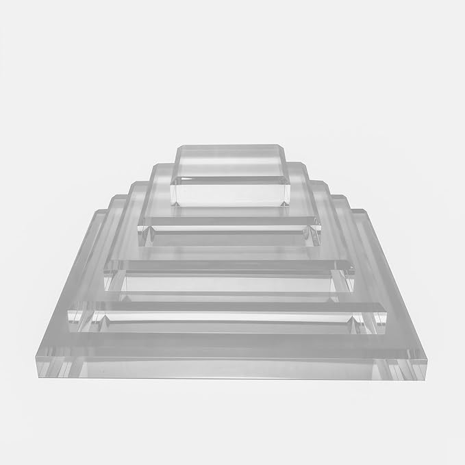 CiaoHER 1in Thickness Beveled Acrylic Square Display Block Clear Polished Pedestal Stand Riser (10x10, 1pack)