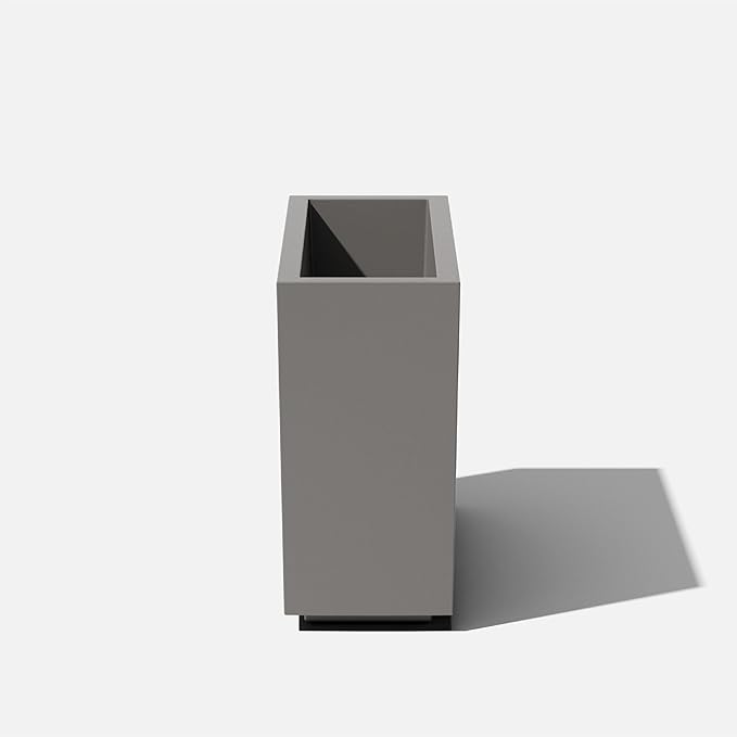Veradek Block Series Span Plastic Planter - Tall Rectangular Planter for Indoor or Outdoor Patio/Porch, Gray, 24.25 in Height, 12 in Width, 30 in Length