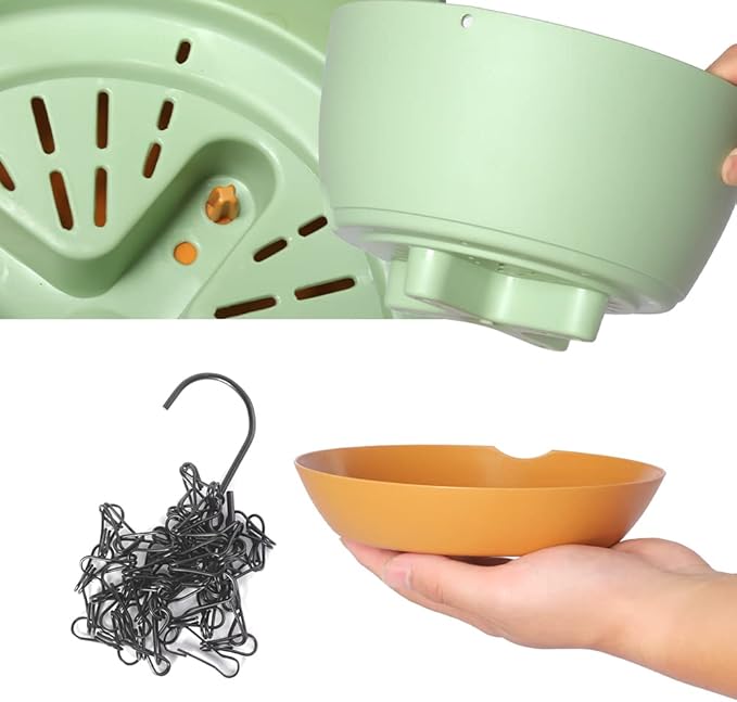 2 Pack Plastic Hanging Planters Set ,8.3 Inch Hanging Flower Plant Pot with Drainage Hole for Indoor Outdoor Plants, Round Hanging Basket with Removable Tray for Home Garden Porch Balcony Patio Decor