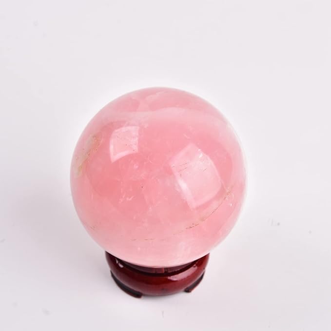 JIC Gem Natural Pink Rose Quartz Ball Sphere with Base,3.5 Inch